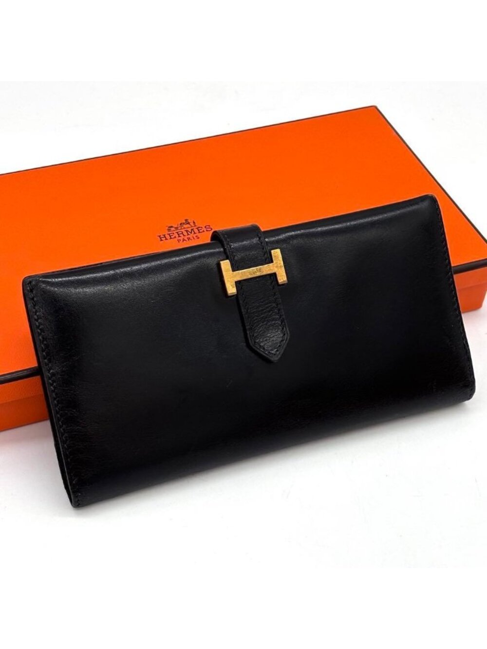 Hermes Bearn Classic Box Calf Black Wallet - Picture 10 of 10